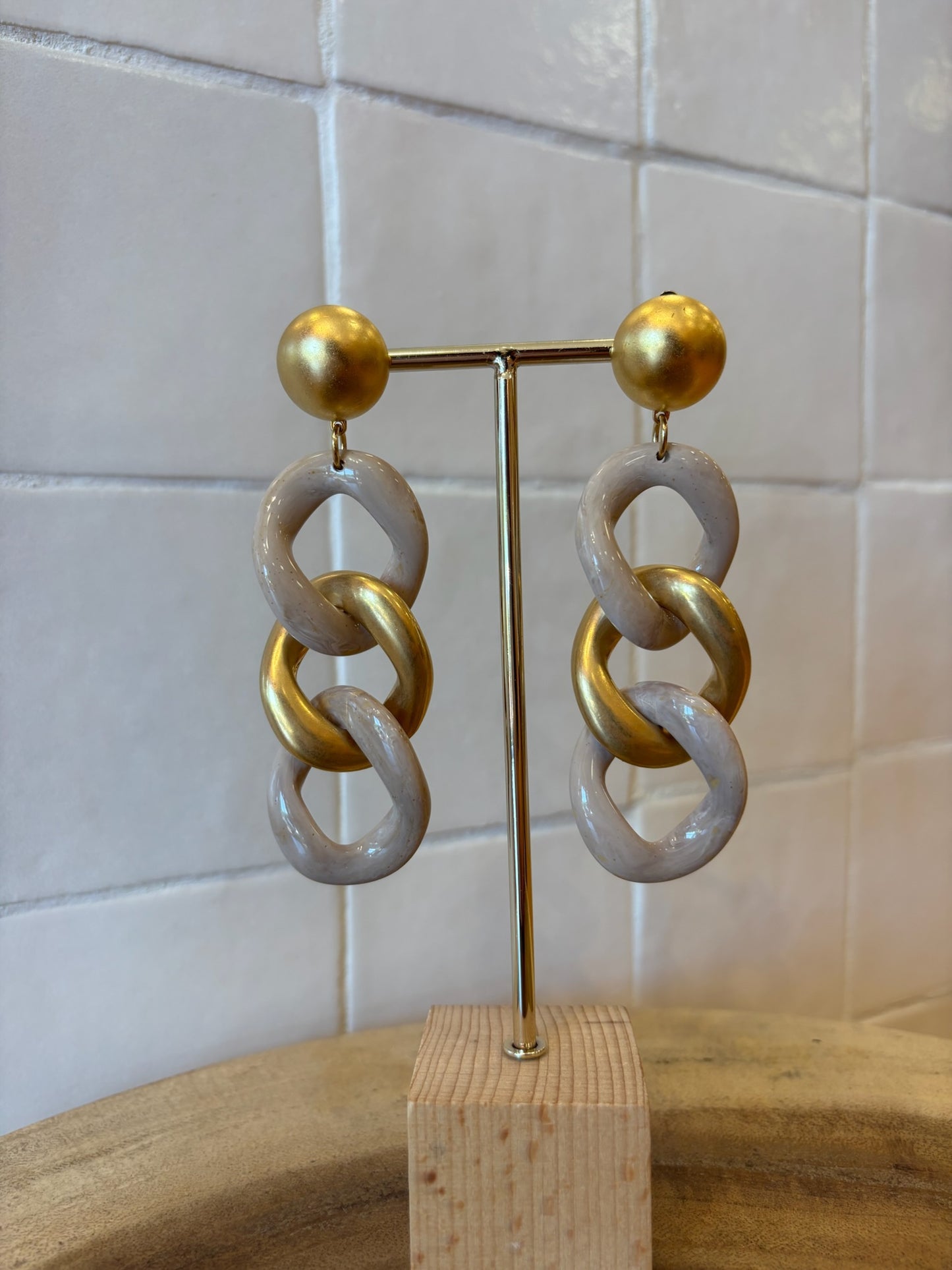 Maille Earrings Beige & Gold
