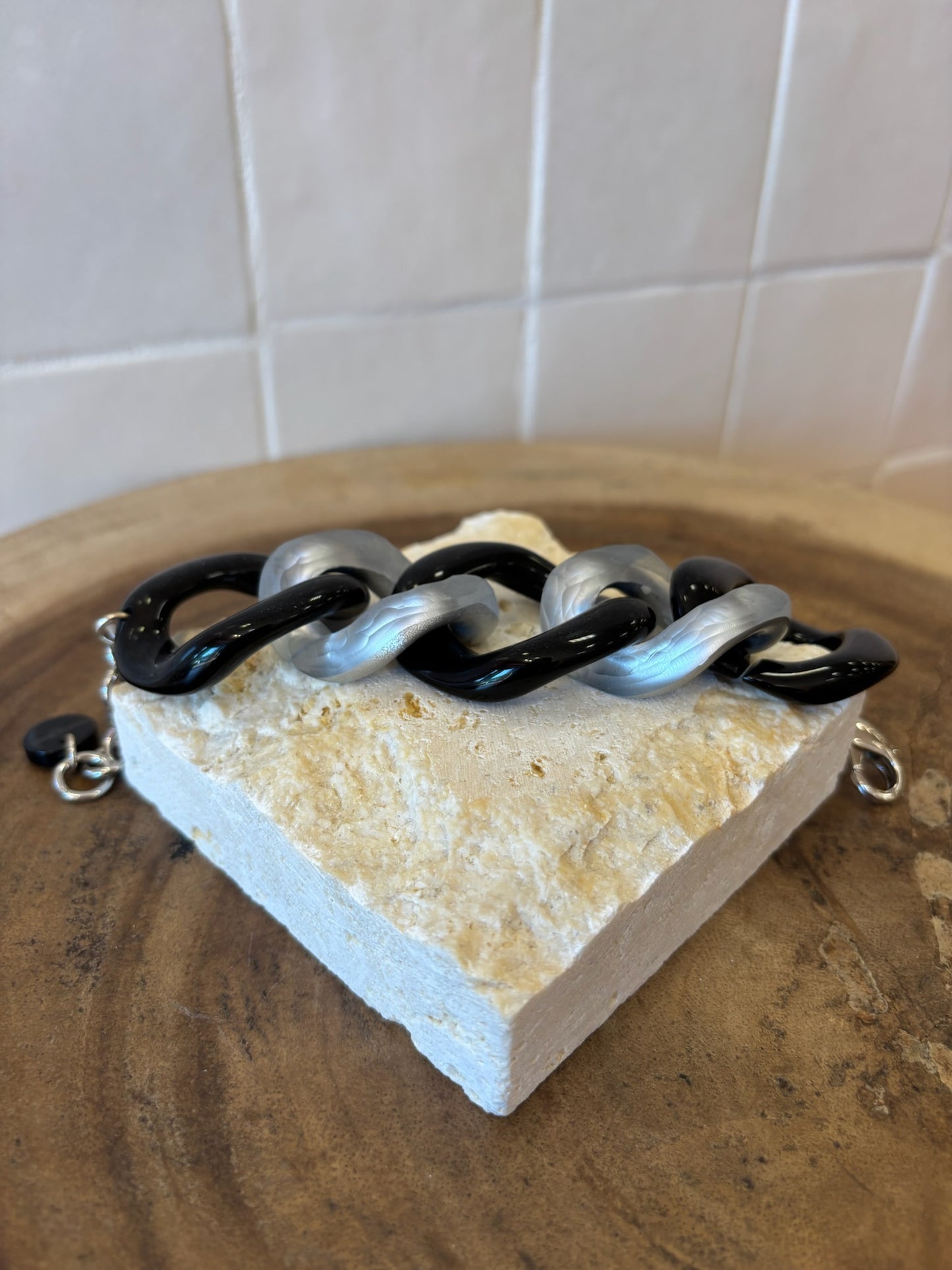 Maille Bracelet Silver & Black Givré
