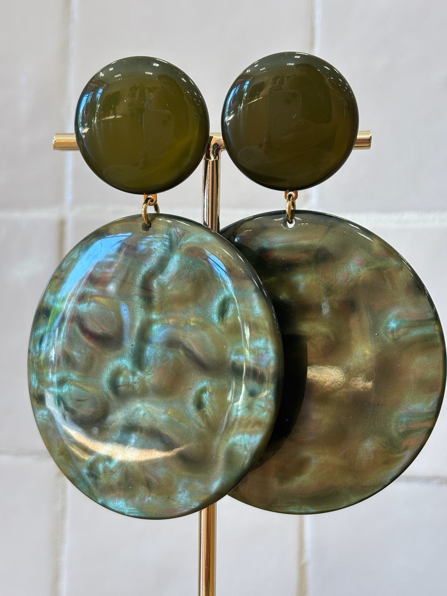 Gabrielle earrings marble green