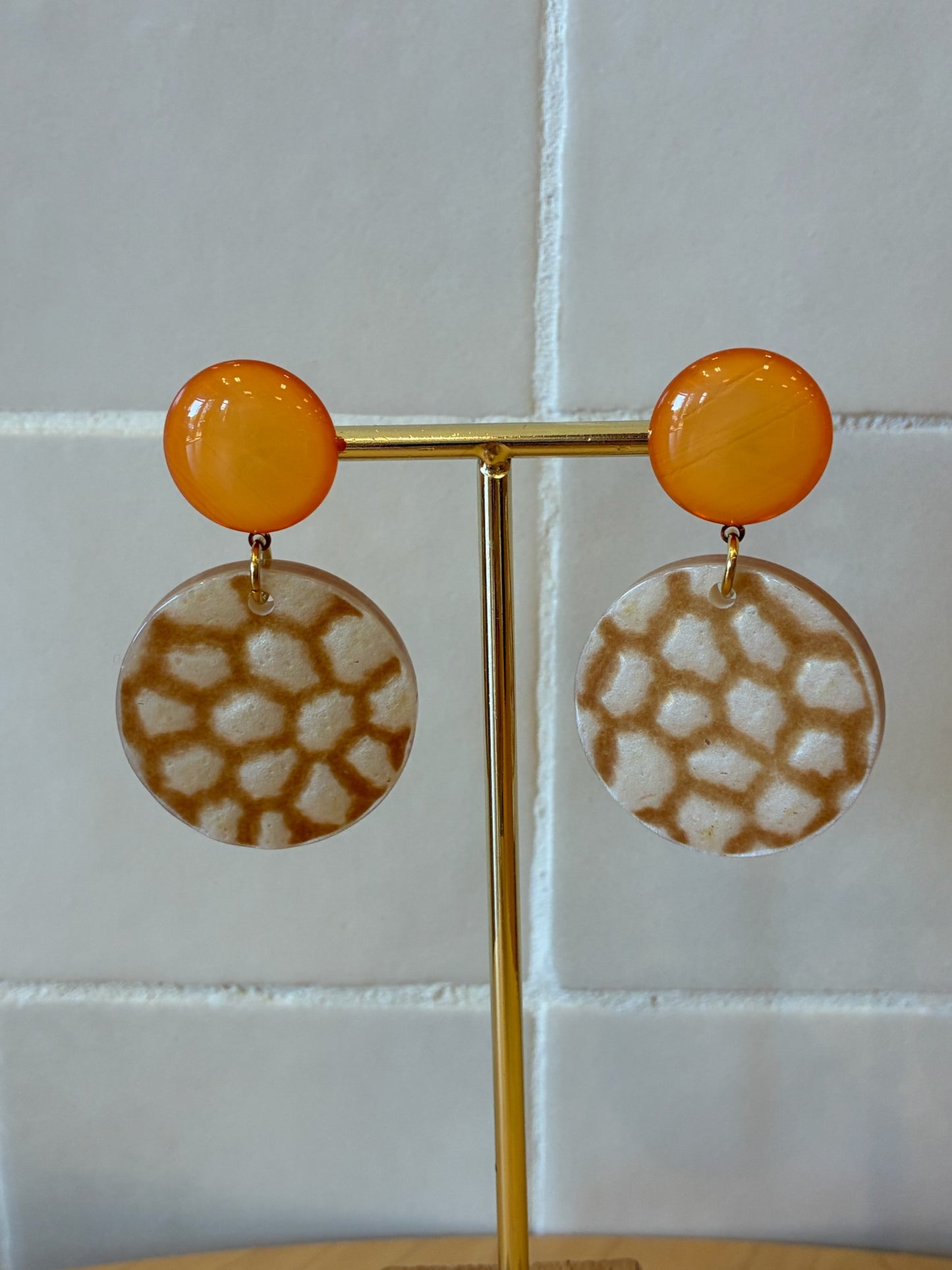 Lia Pierced Earrings Orange & Terracotta