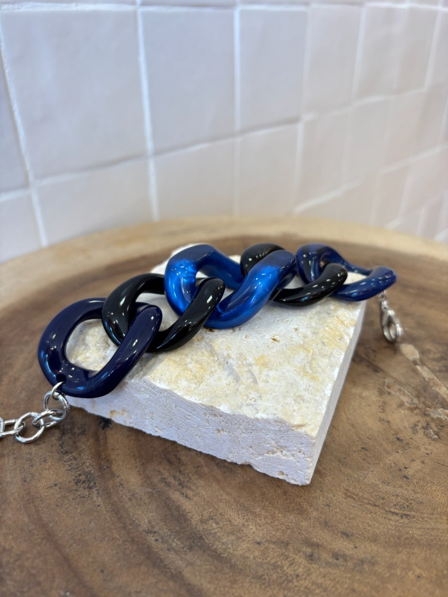 Maille Bracelet Navy, Royal blue Givré & black