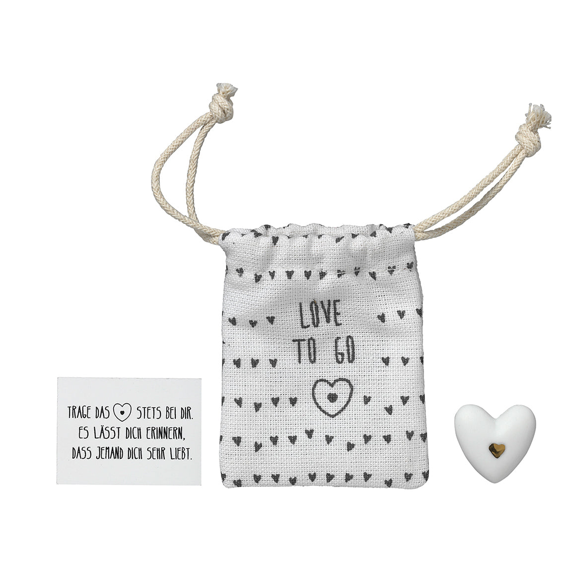 Porcelain Pocket Gift heart With Bag - R11949