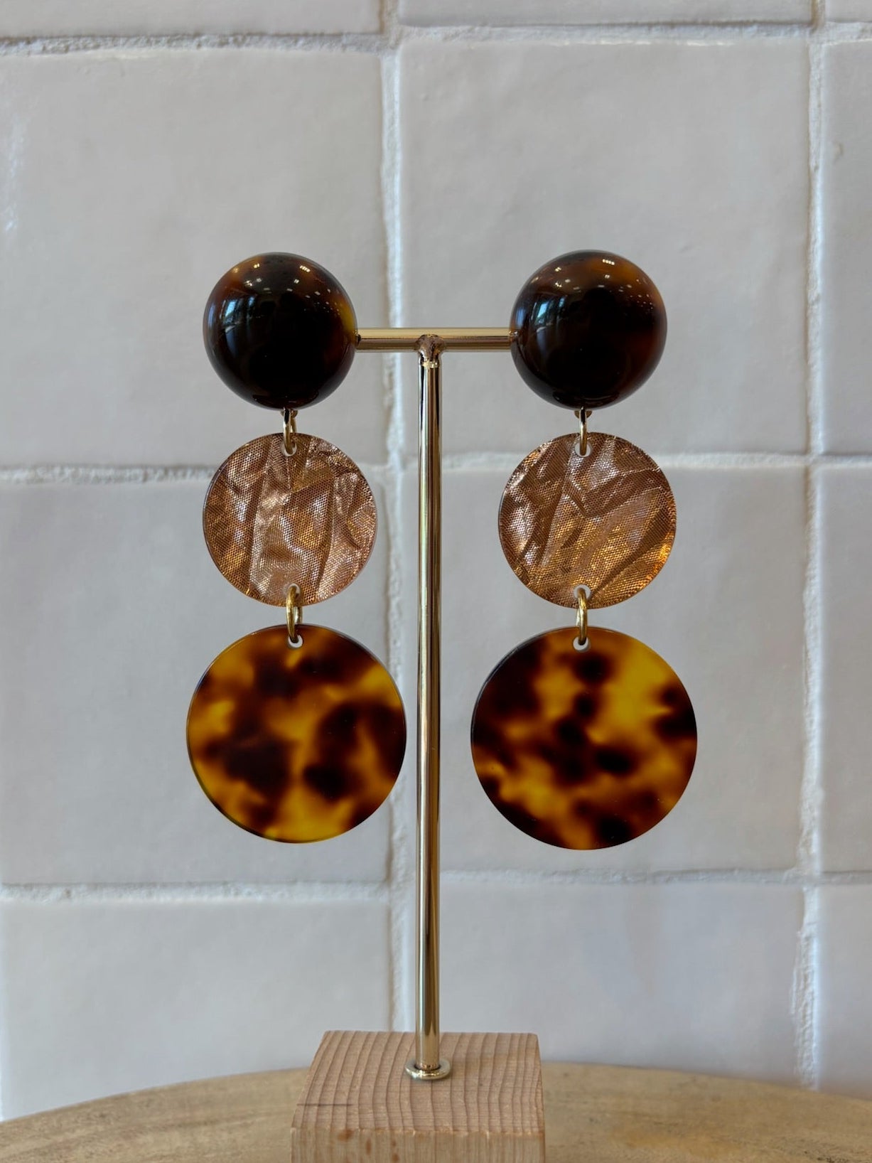 Celastria earrings acetate brown & bronze glitter