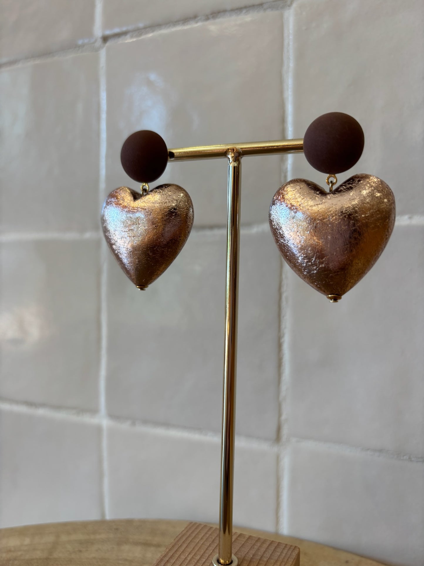 Heart Earrings Glitter Pink
