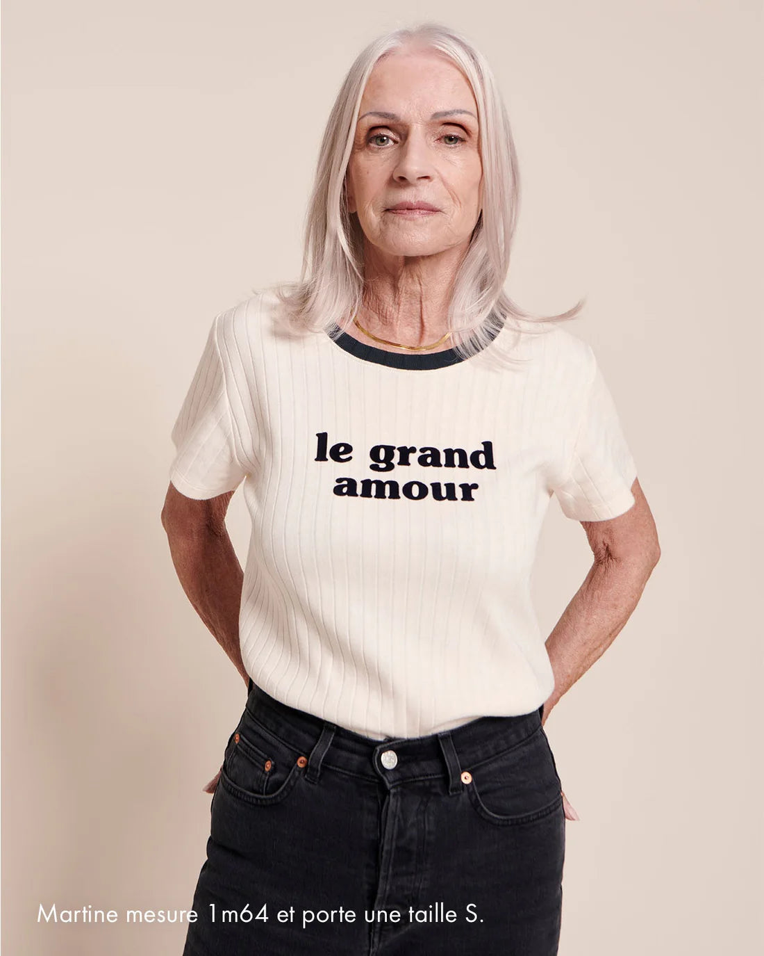 Jeanne Tee-Shirt “Le Grand Amour” Cream & Navy