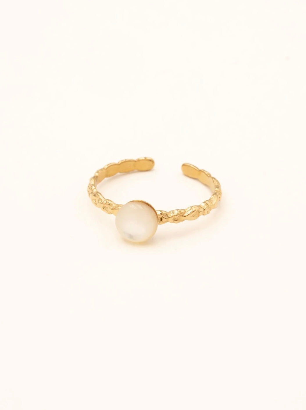 Anémone Ring Gold White Mother-of-pearl