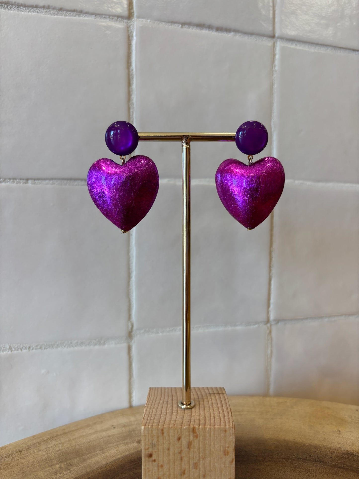 Heart Medium Pierced Earrings Purple