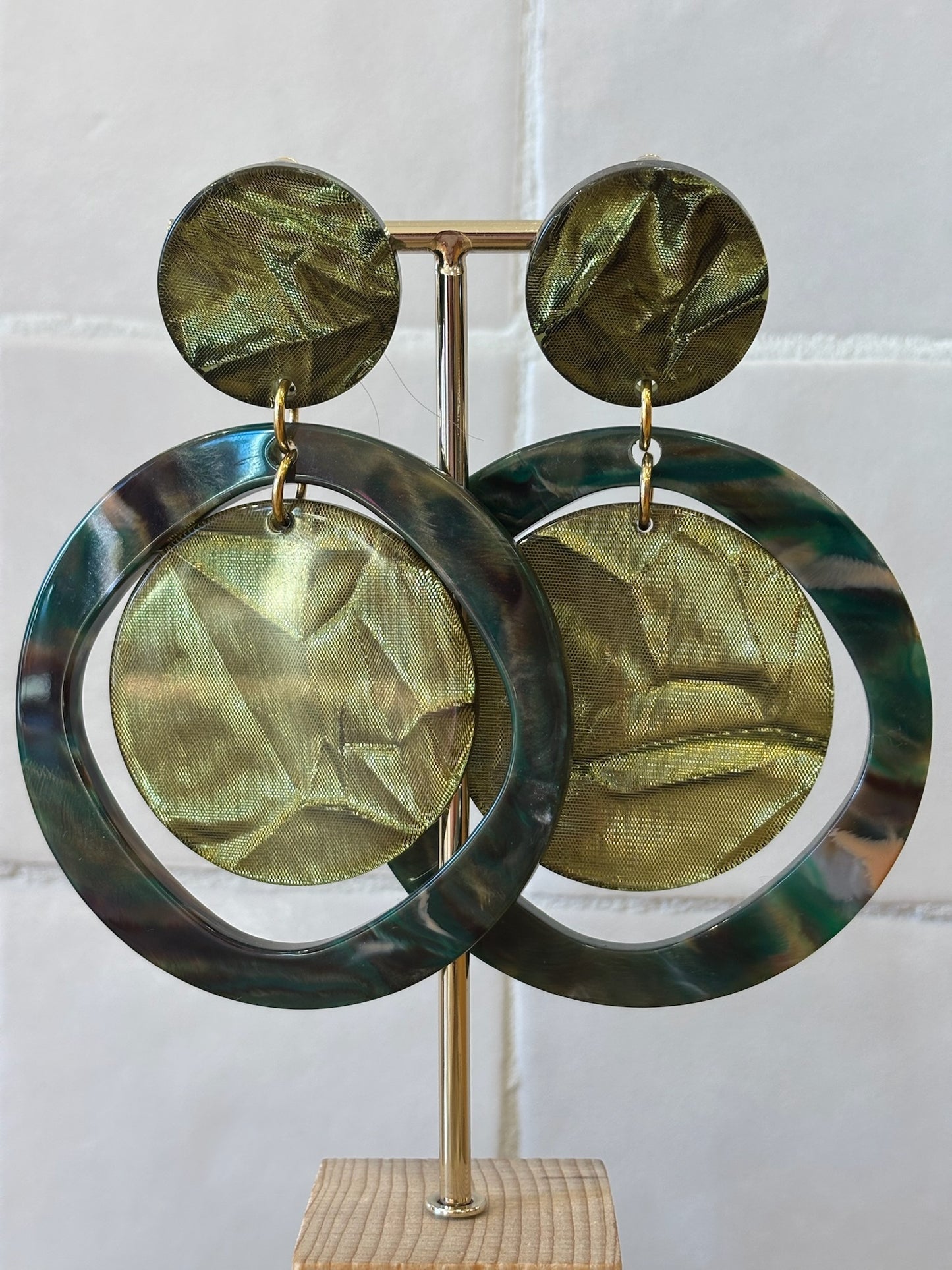 Suzette earrings marble & glitter green