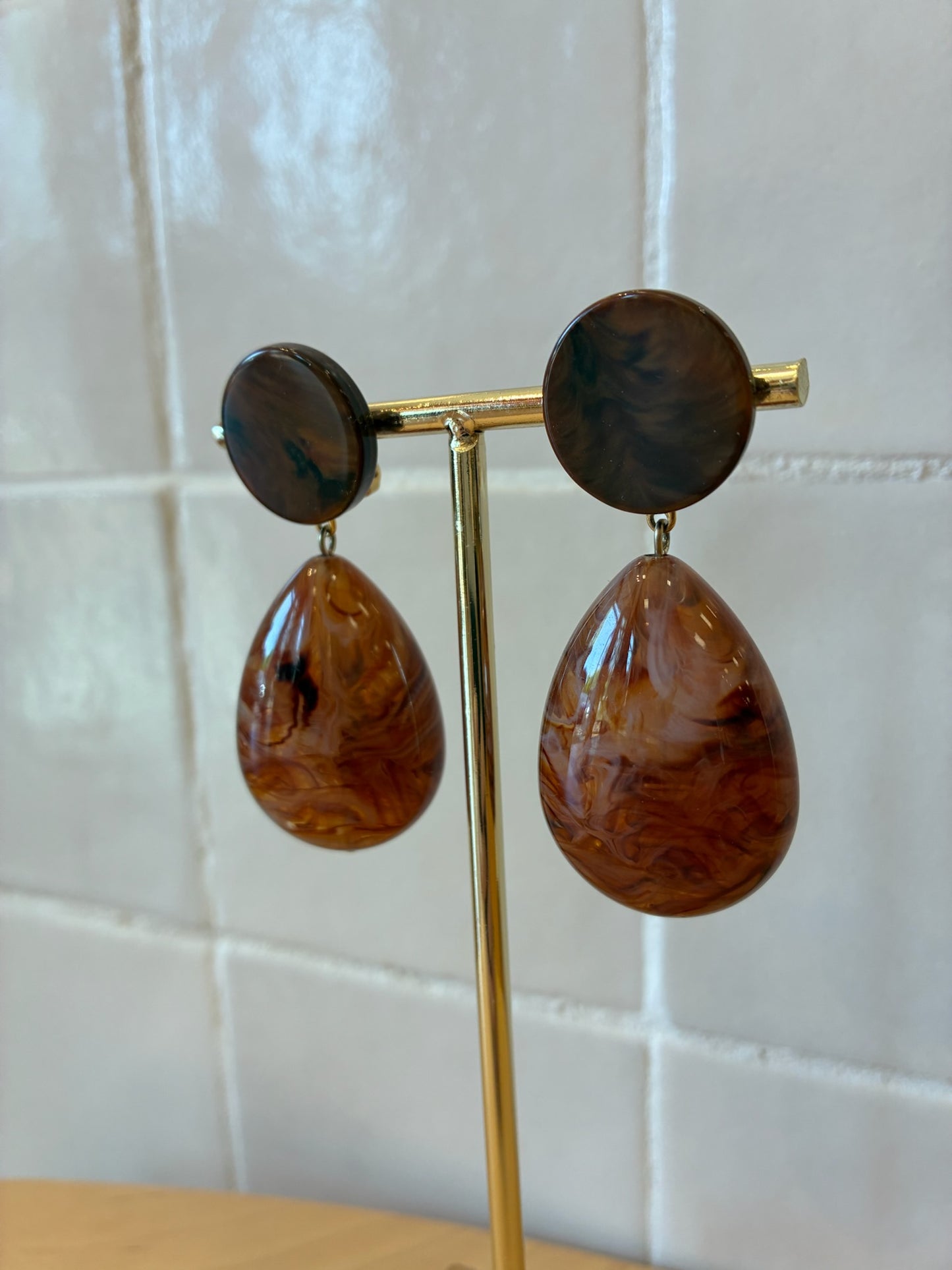 Cuba Earrings Marble brown transparent
