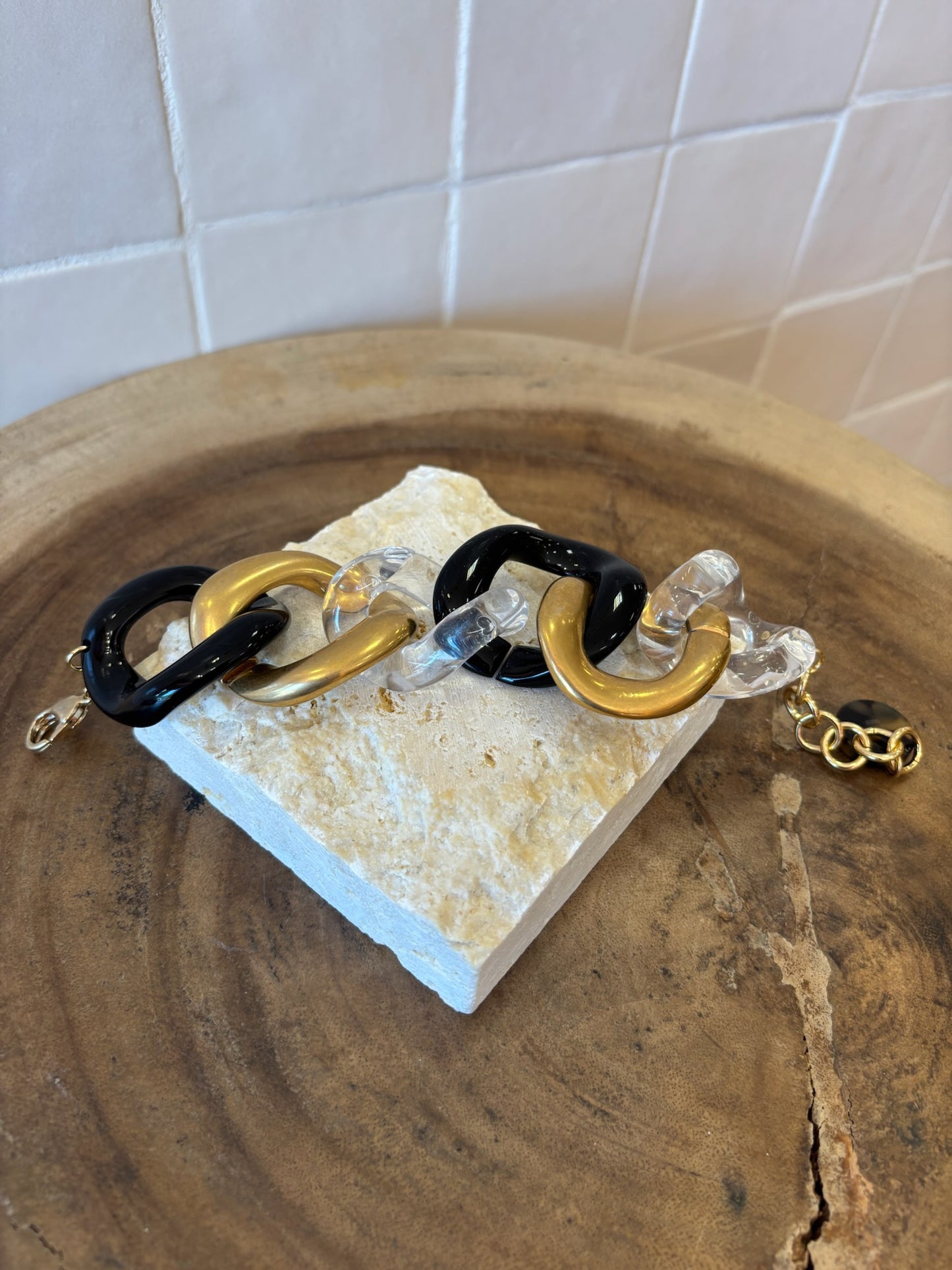 Maille Bracelet Gold & Black Givré