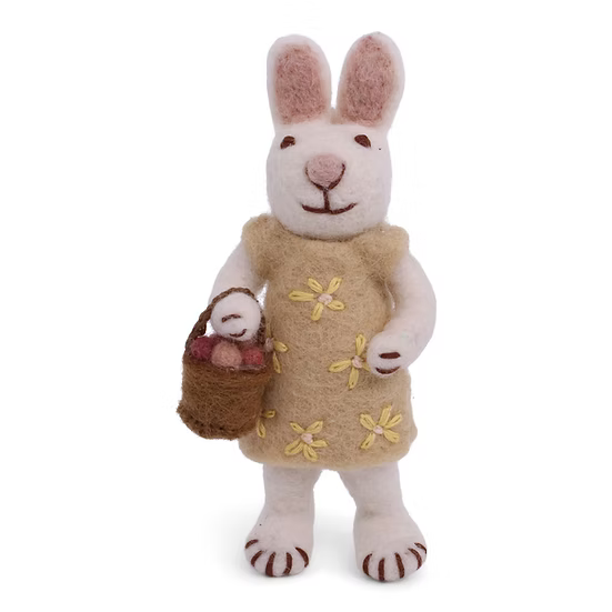 Medium White Girly Bunny w/Yellow Dress