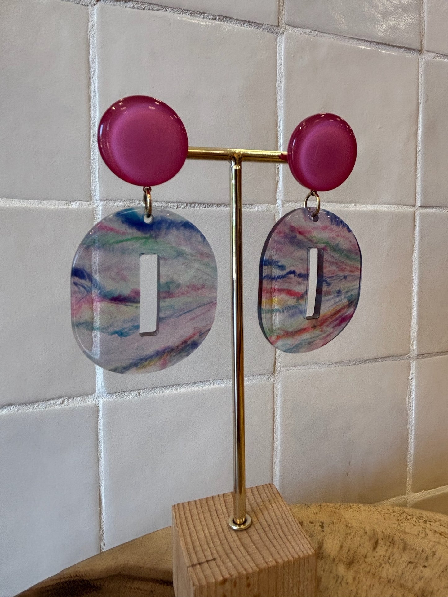 Poppy Earrings Pink & Blue