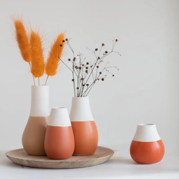 Porcelain Shades Earth Tones Mini Vases - Set Of 4 - R16610