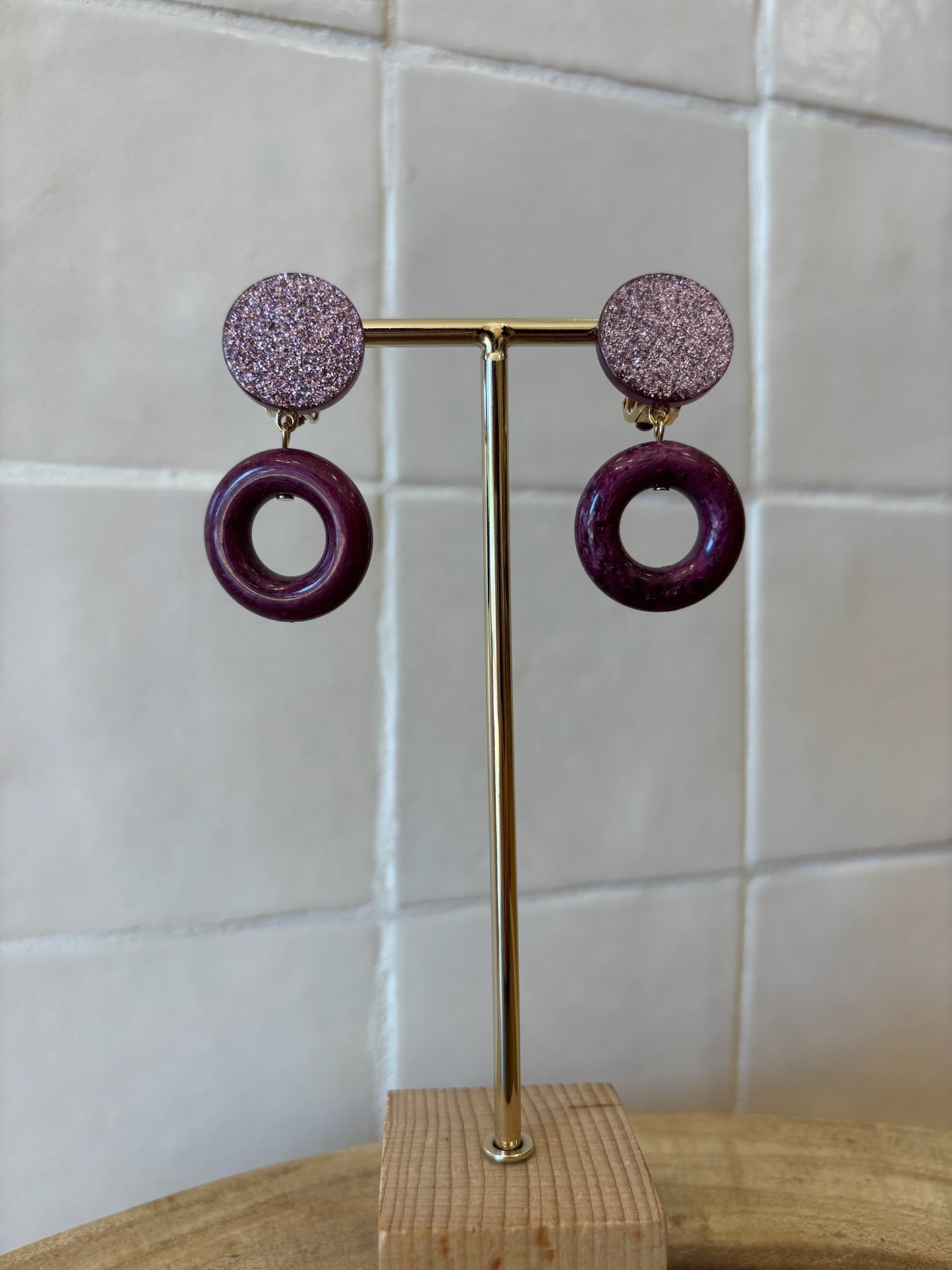 Bachelier S earrings burgundy glitter purple