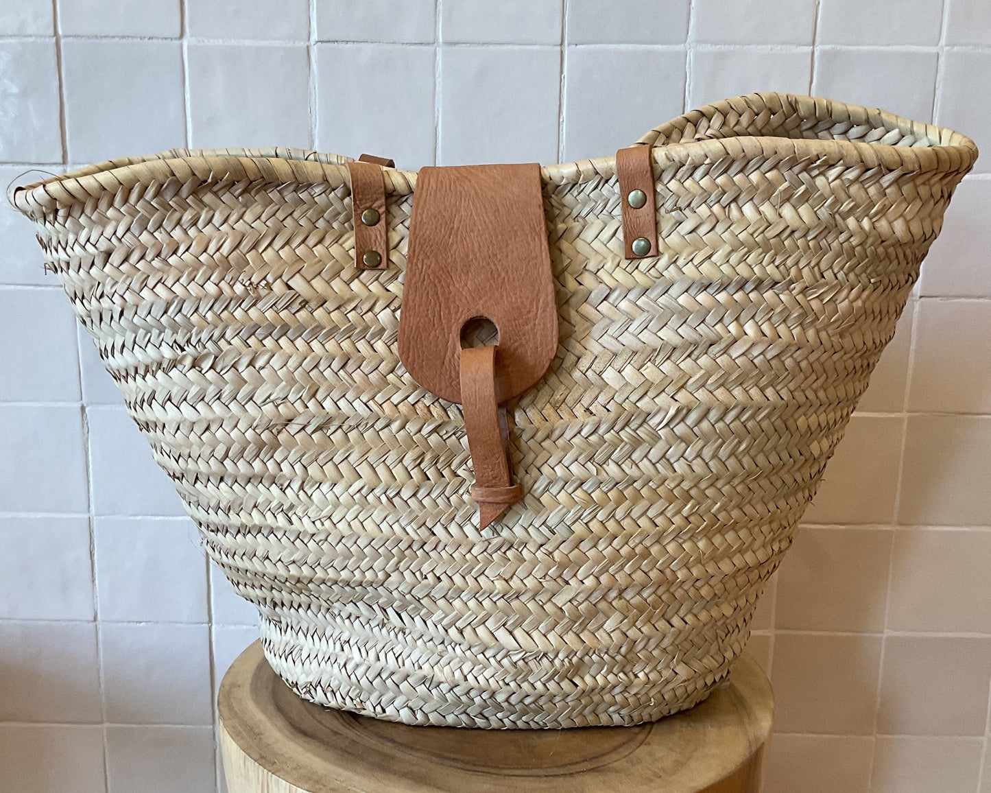 Moroccan Basket Bag with Leather