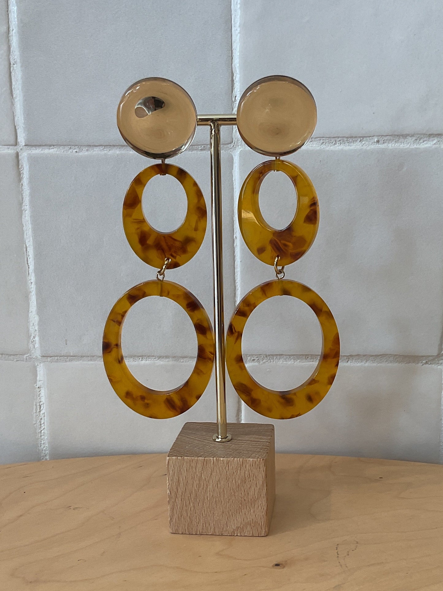 Miel double clip-on Earrings brown - Francine Bramli