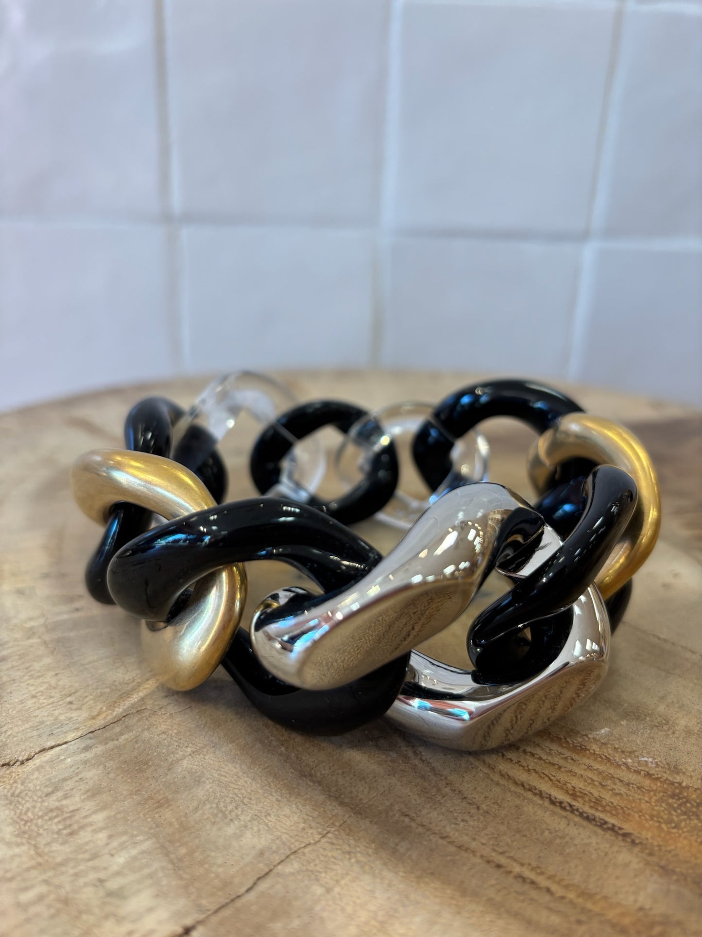 Maille Bracelet Black, gold & silver