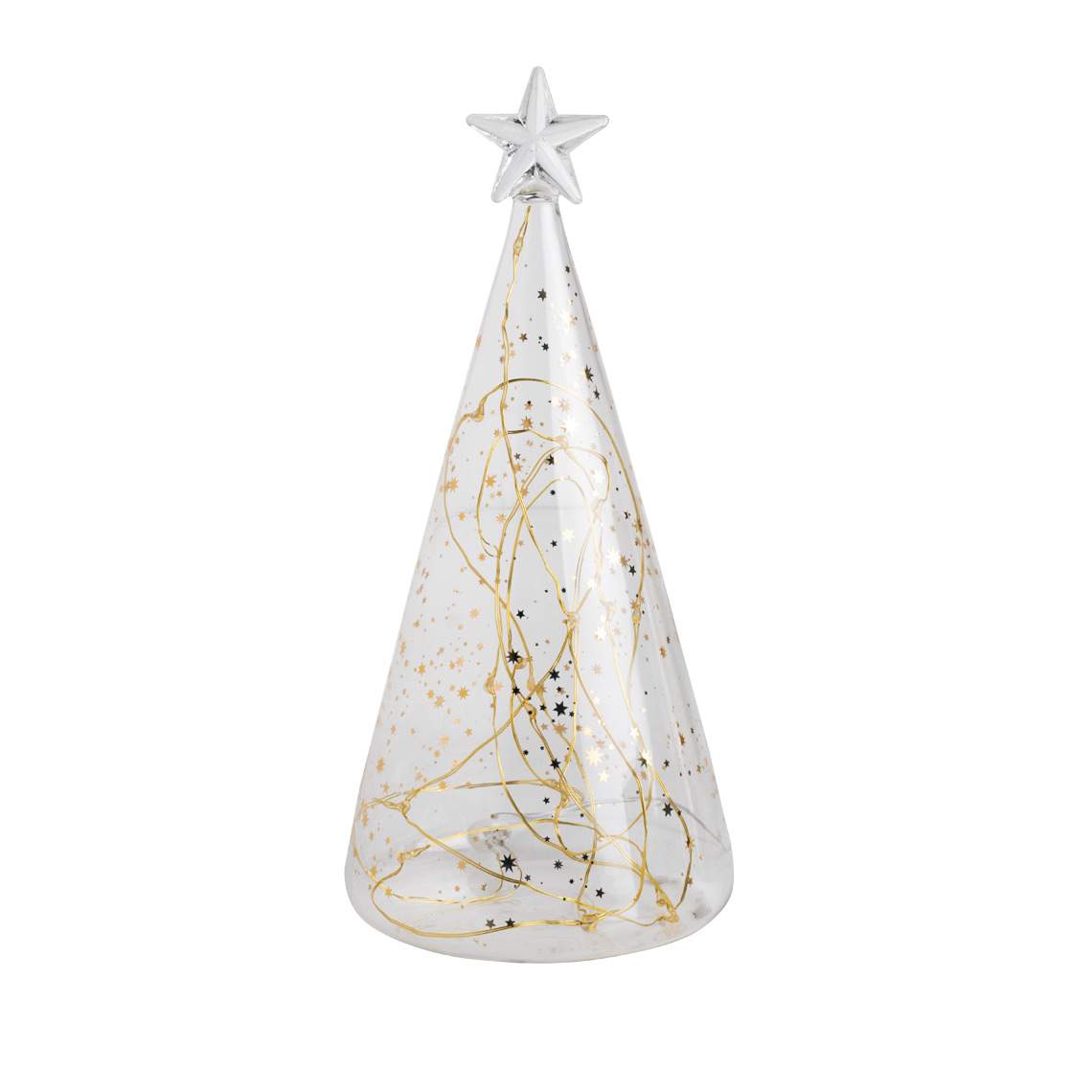LED glass fir tree - Stars Gold