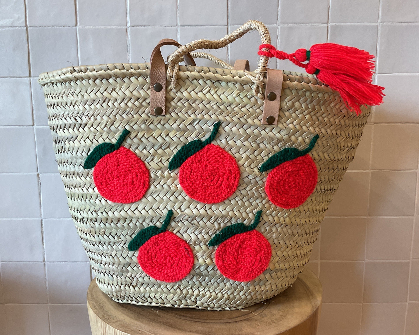 Moroccan Basket Multi Red Apple (2P)