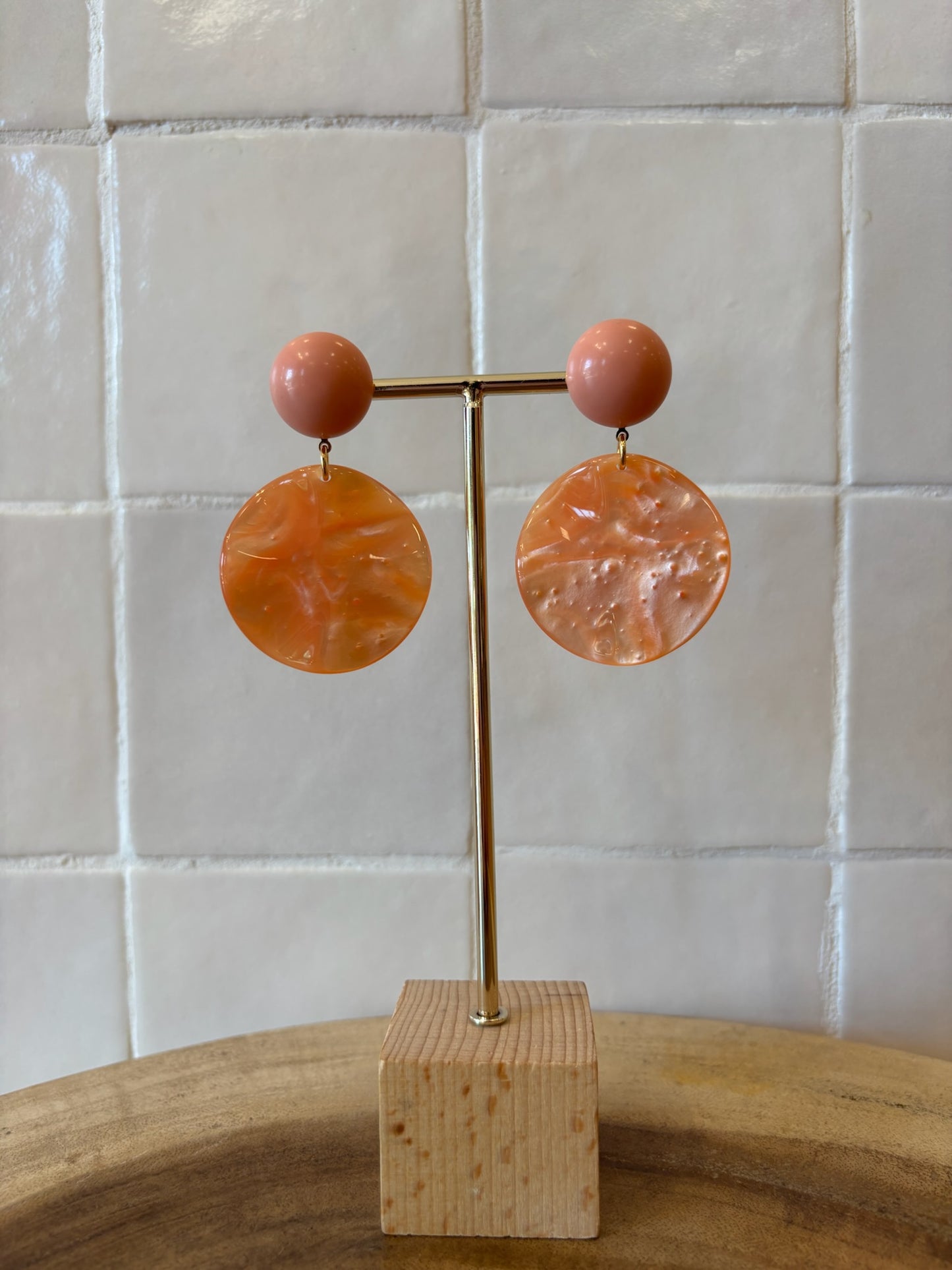 Venus Small Pierced Earrings Peach