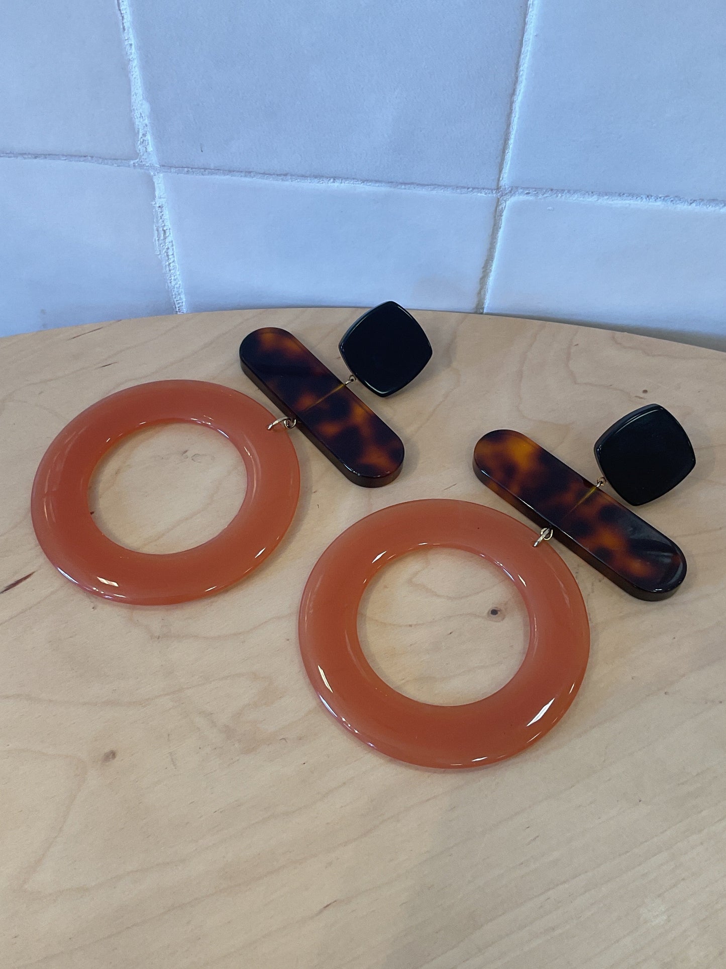Eugenie Long Earrings Brown Orange