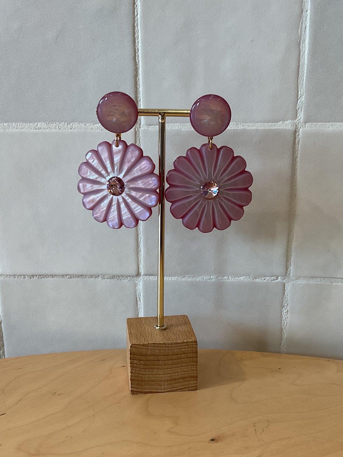 Pensée clip-on Earrings Flower lilac - Francine Bramli