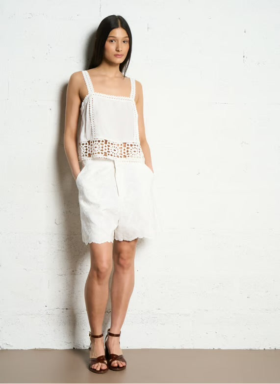 Sonia Embroidered White Short