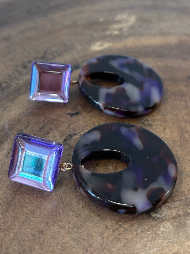 Arnica xs earrings acetate purple & mirror