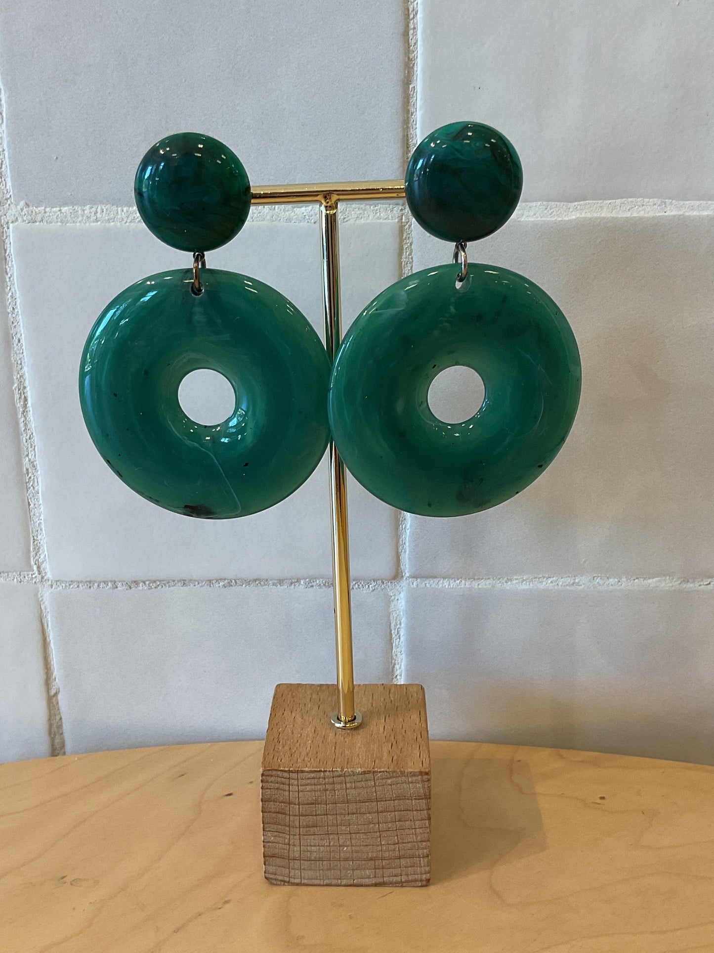 Donuts Marble Green Earrings