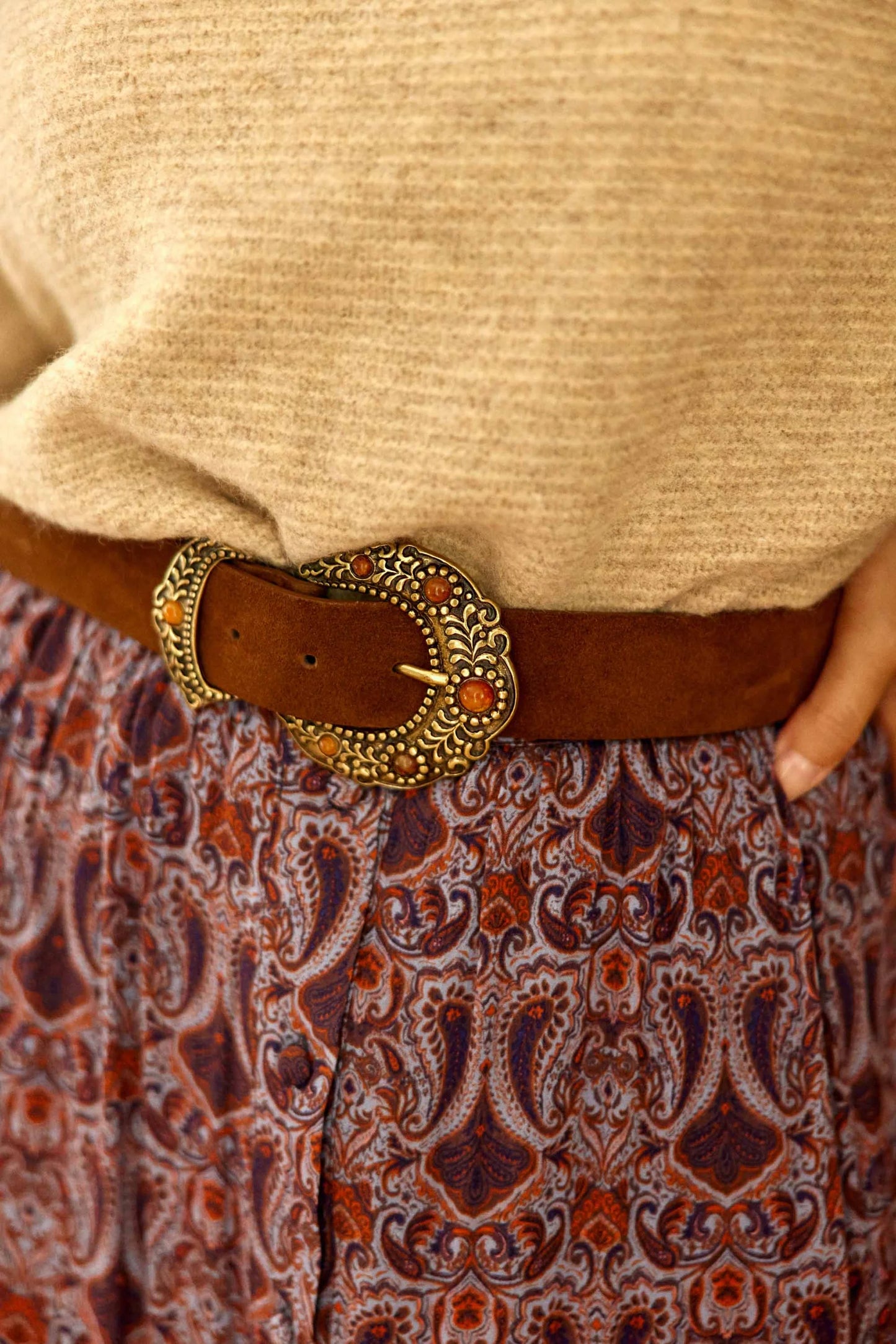 Aicha Cow Leather Belt - Chocolate