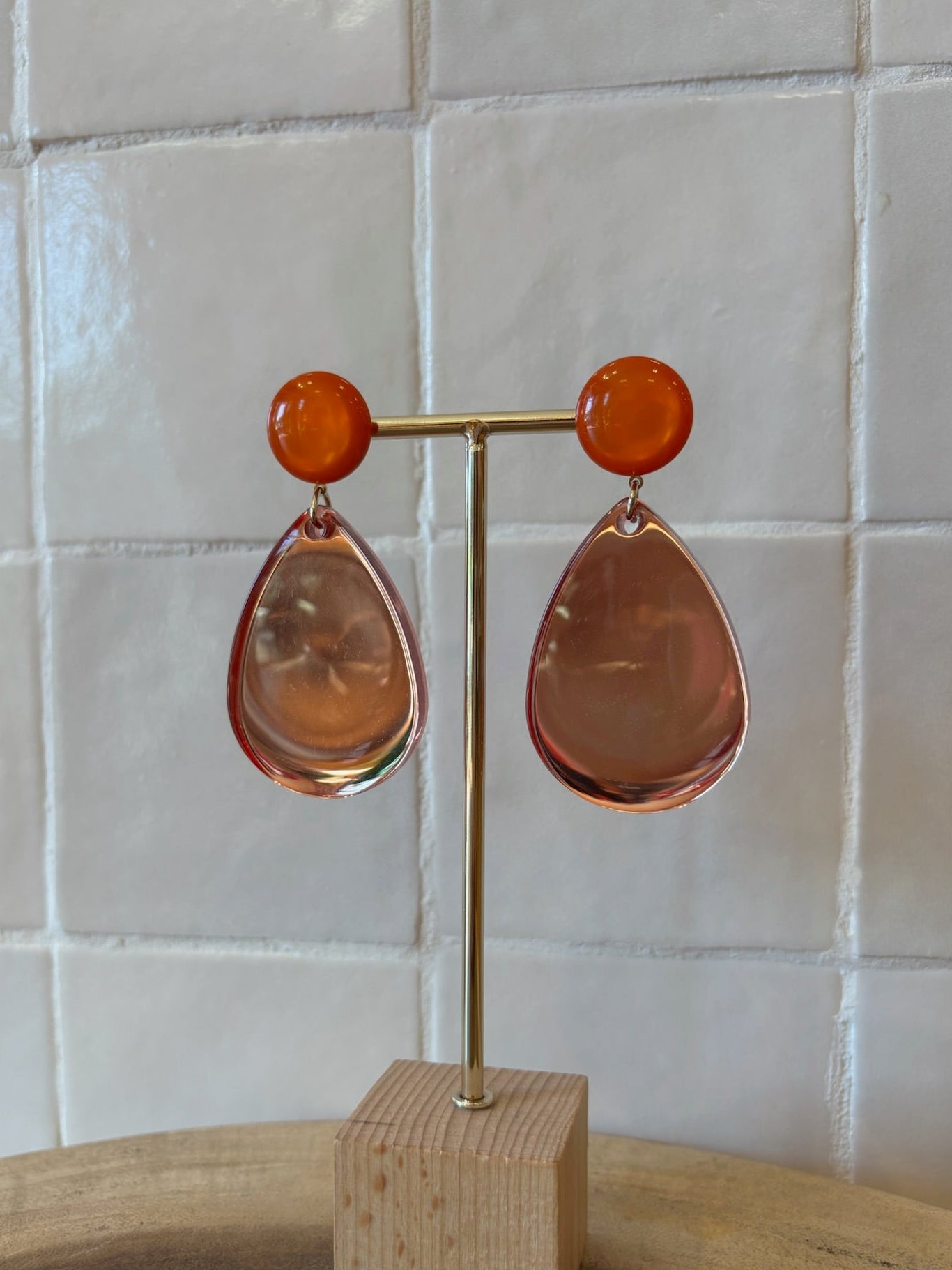 Miroir Pierced Earrings Orange