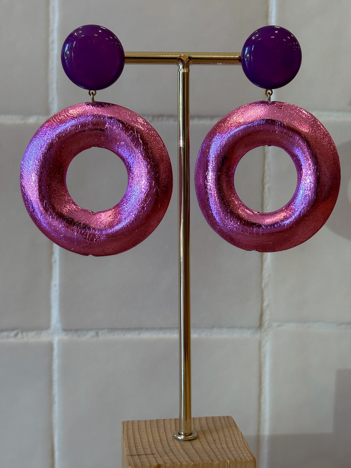 Donuts Pierced Earrings glitter Pink & Purple