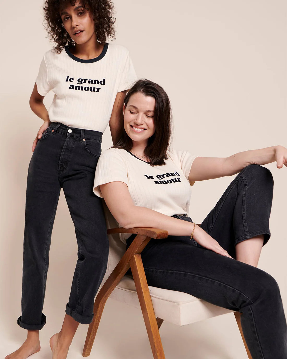 Jeanne Tee-Shirt “Le Grand Amour” Cream & Navy