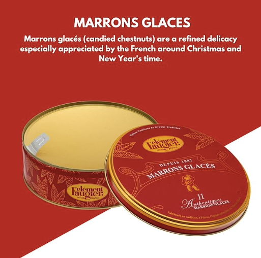 Candied Chestnuts Glazed, 11, Vacuum-Packed Tin Marrons glacés 260g Clement Faugier