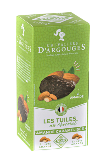 Dark chocolate tile w/ almond pieces 120g (4.2oz) - Chevaliers d'Argouges