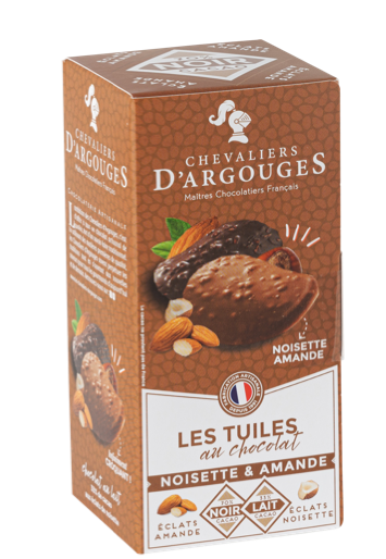 Assorted milk & dark chocolate tuiles w/ almond & hazelnuts 120g (4.2oz) - Chevaliers d'Argouges