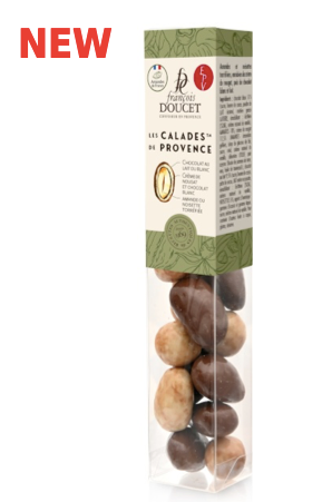 Calades roasted almonds & hazelnuts coated in nougat cream & white & milk chocolate 90g (3.2oz) - Francois Doucet