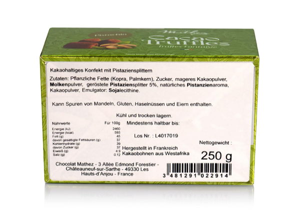 Cocoa-powdered truffles, pistachio 250g (8.8 oz) - Mathez