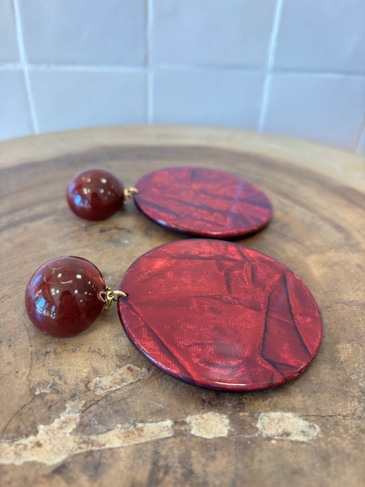 Parma XL earrings burgundy glitter