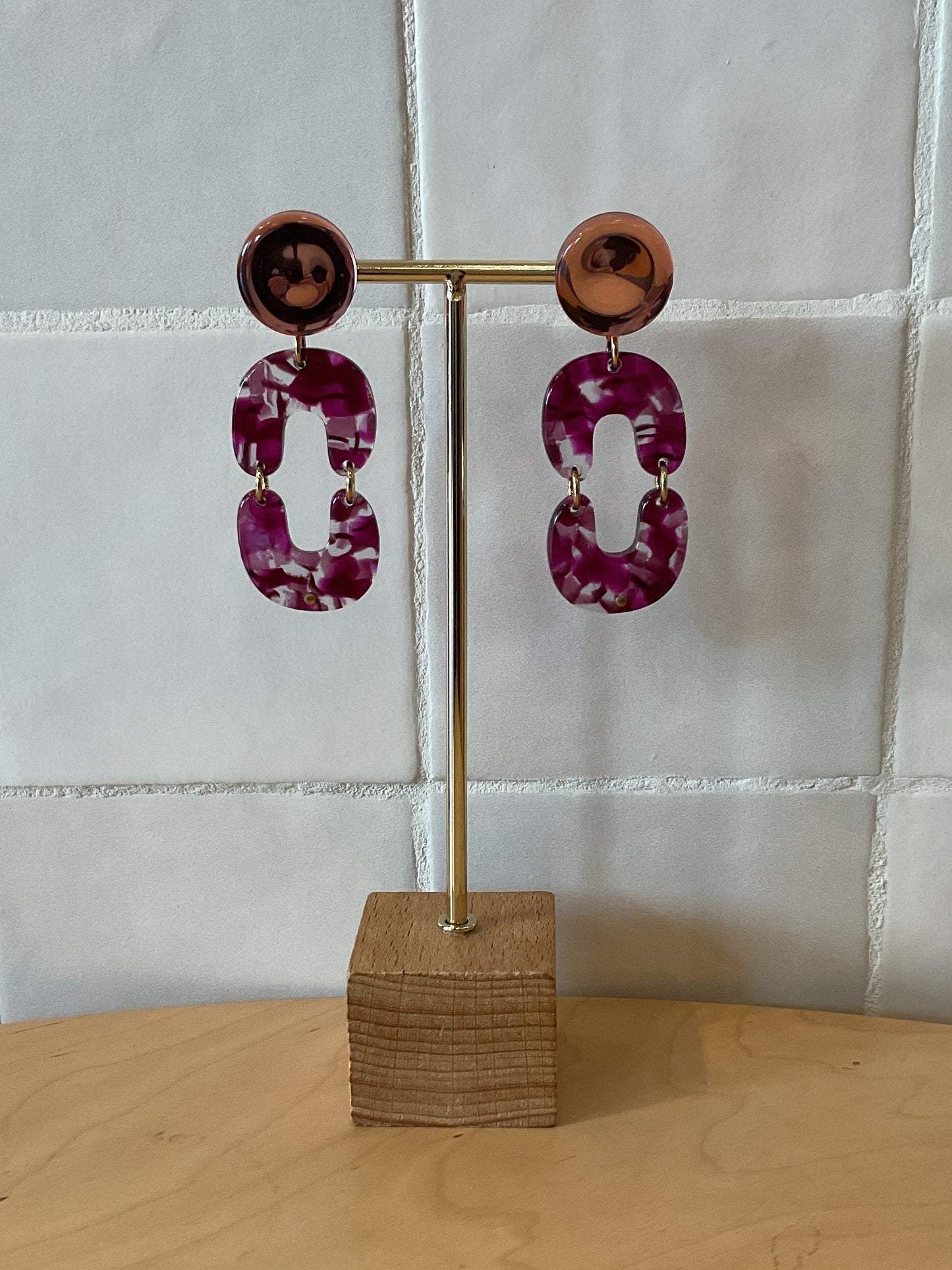 Garonne XS Earrings Burgundy Acetate