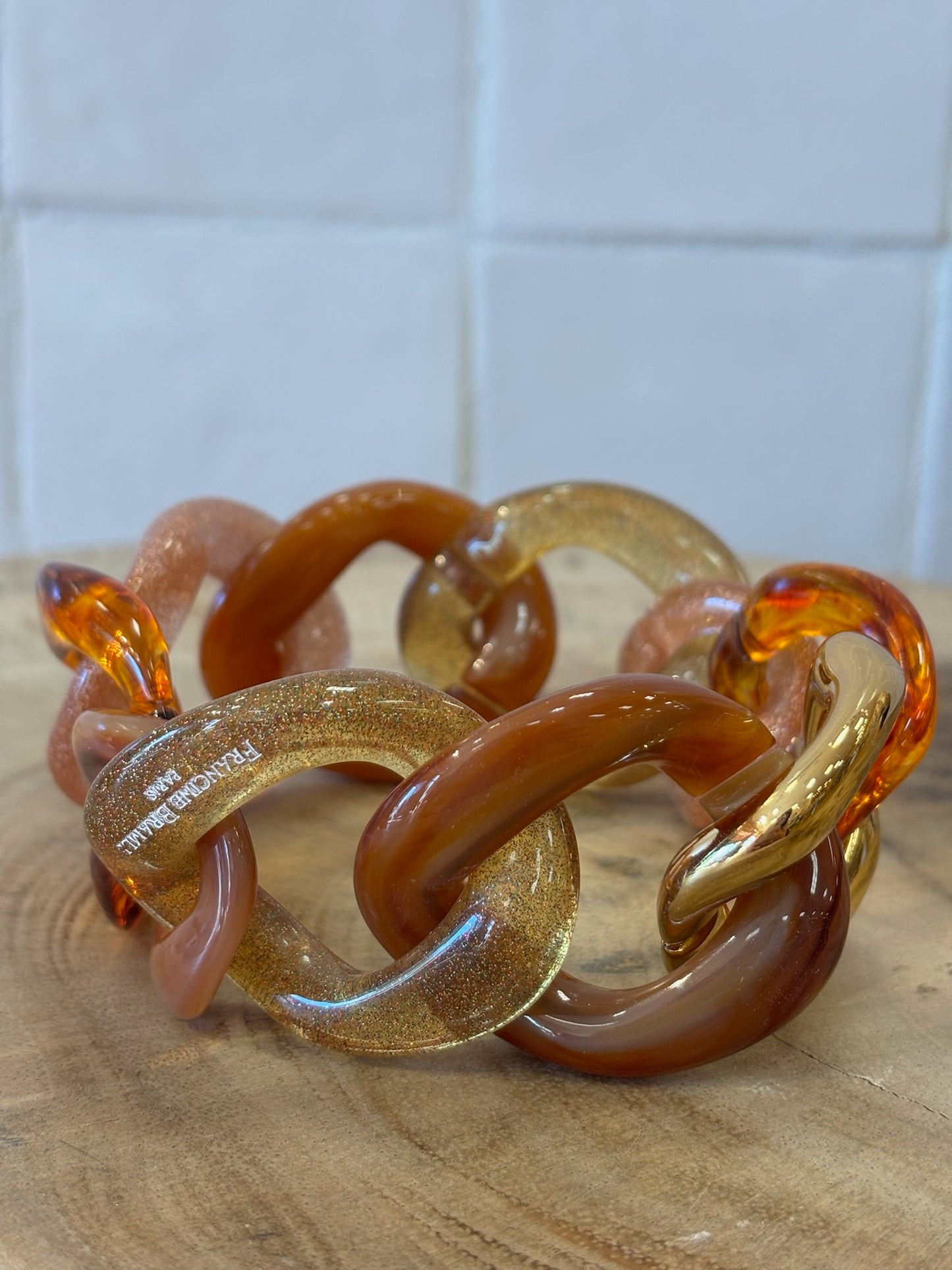 Maille Bracelet caramel, brown, gold & glitter