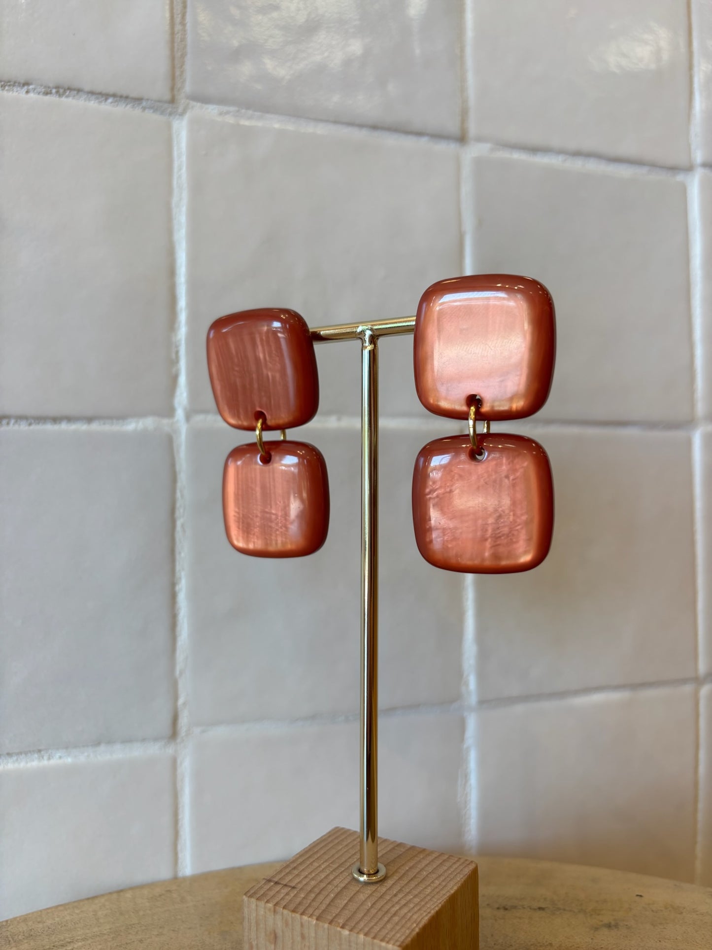 Rio Double Pierced Earrings Terracotta