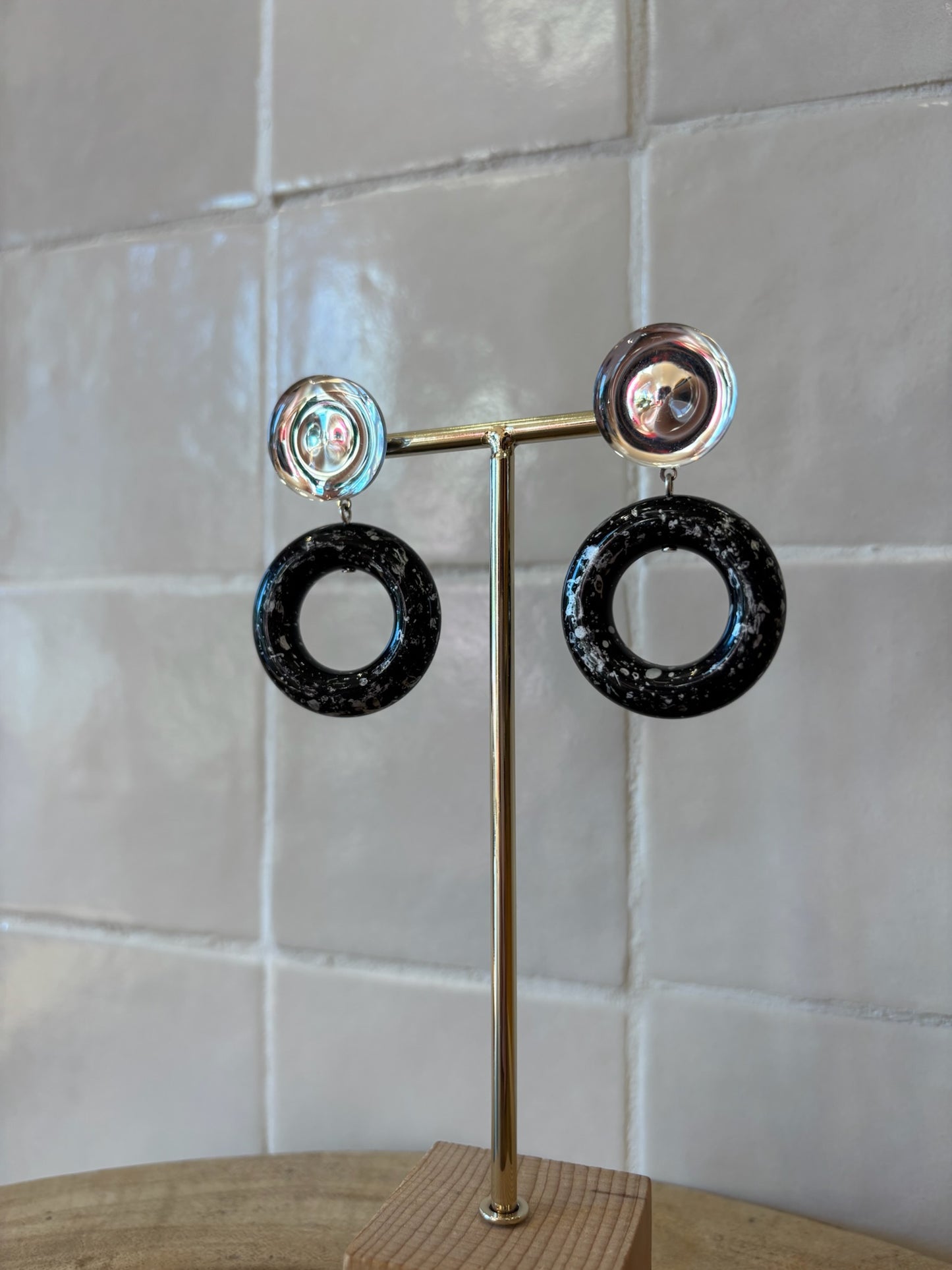 Ducarre small black & silver earrings