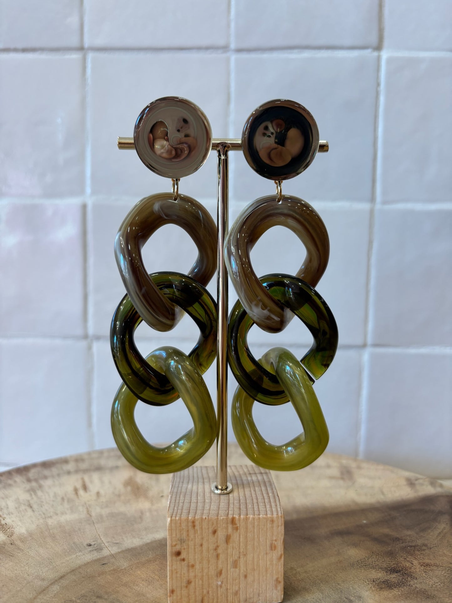 Maille XXL Earrings Kaki marble