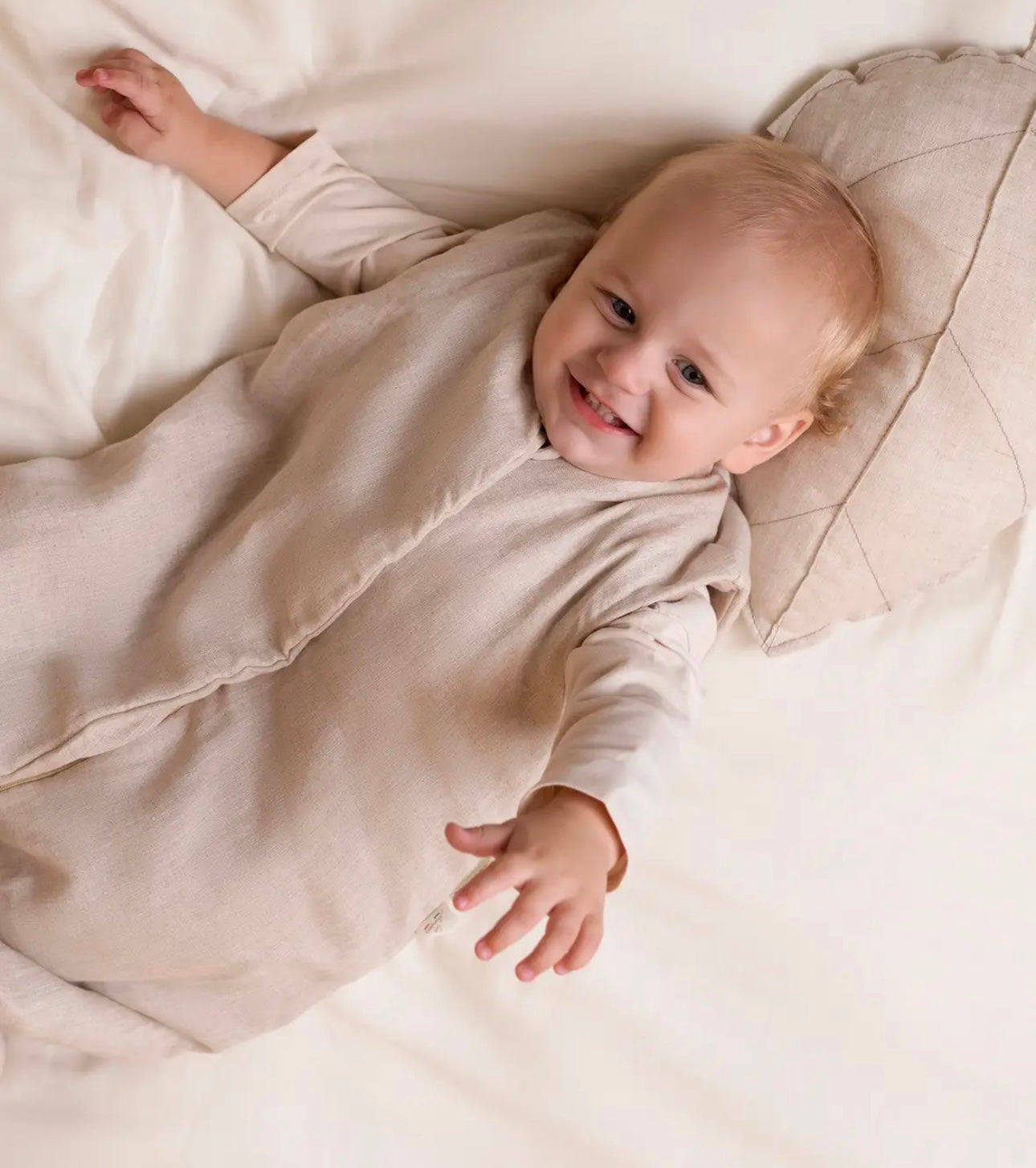 French Linen Mid-Warm sleeping bag 0-6 Months- Greige