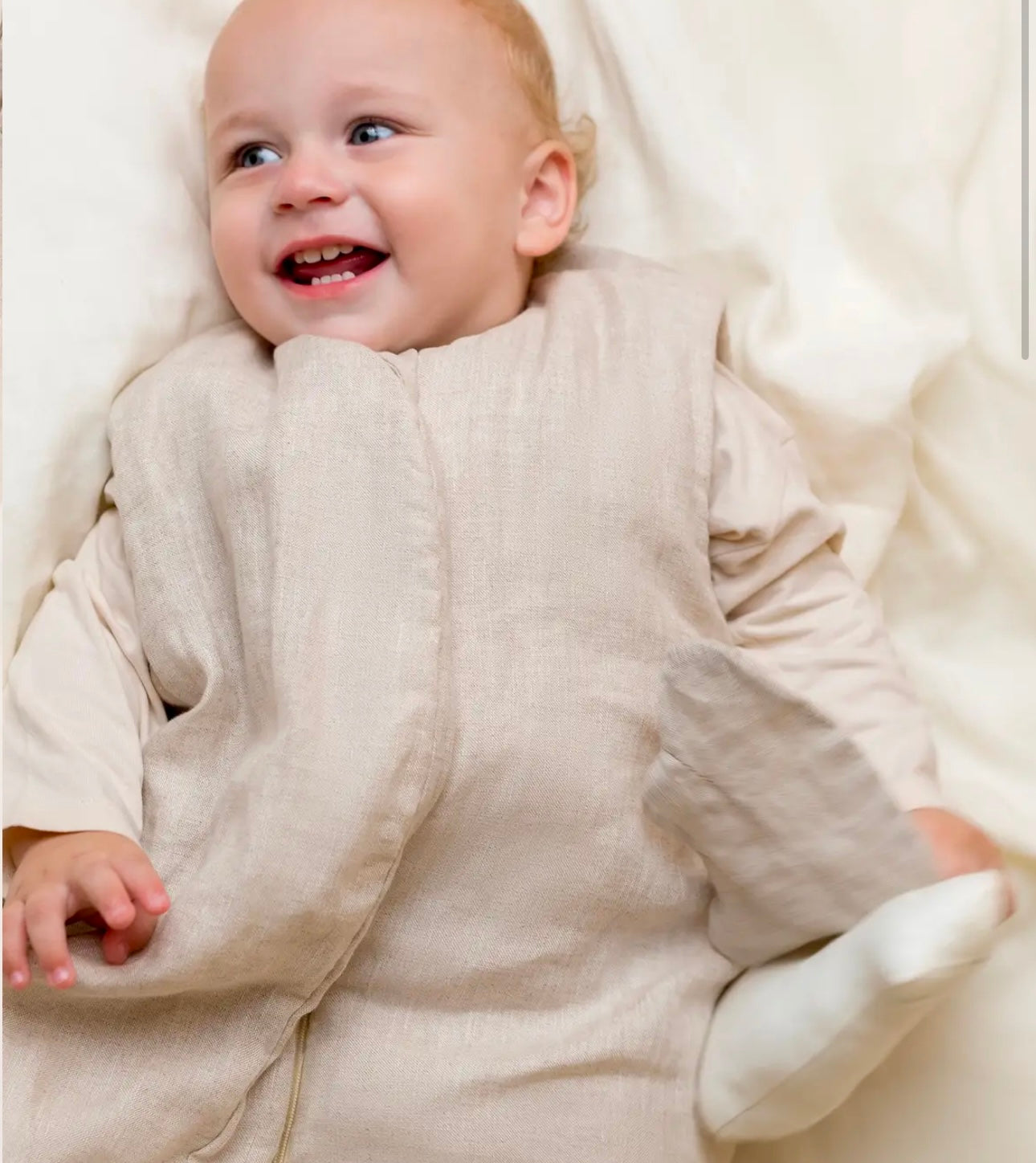French Linen Mid-Warm sleeping bag 0-6 Months- Greige