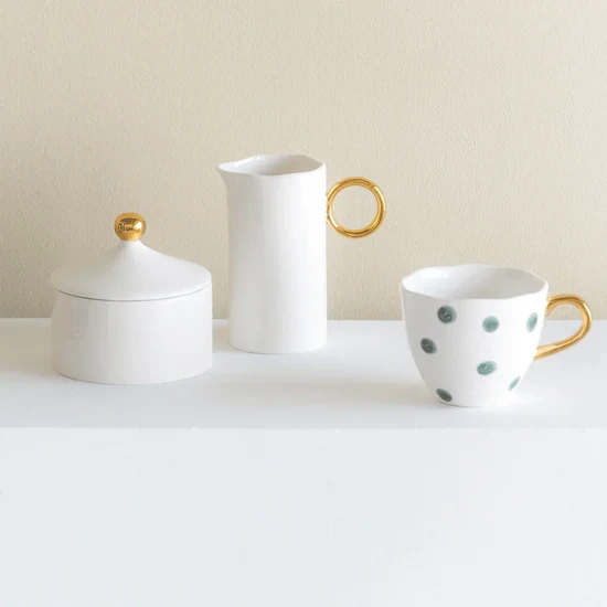 Good Morning Cup Coffee Blue Green White 8cm 105946
