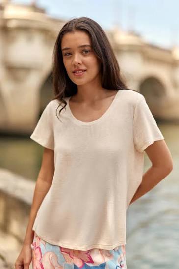Tia T-Shirt Linen White