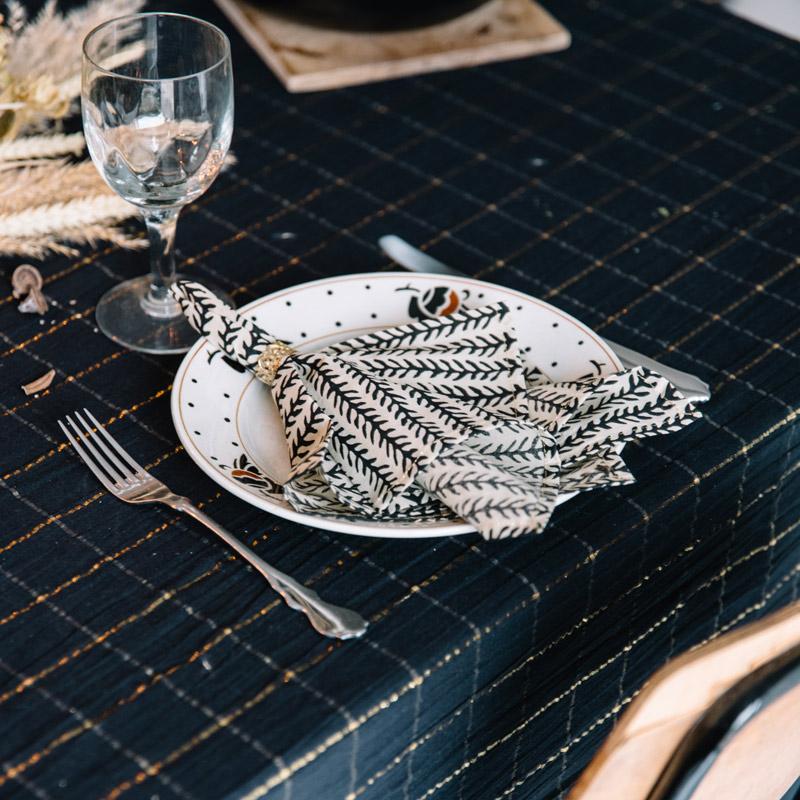 Tablecloth 170x250 Lurex Squares Carbone - Boncoeurs