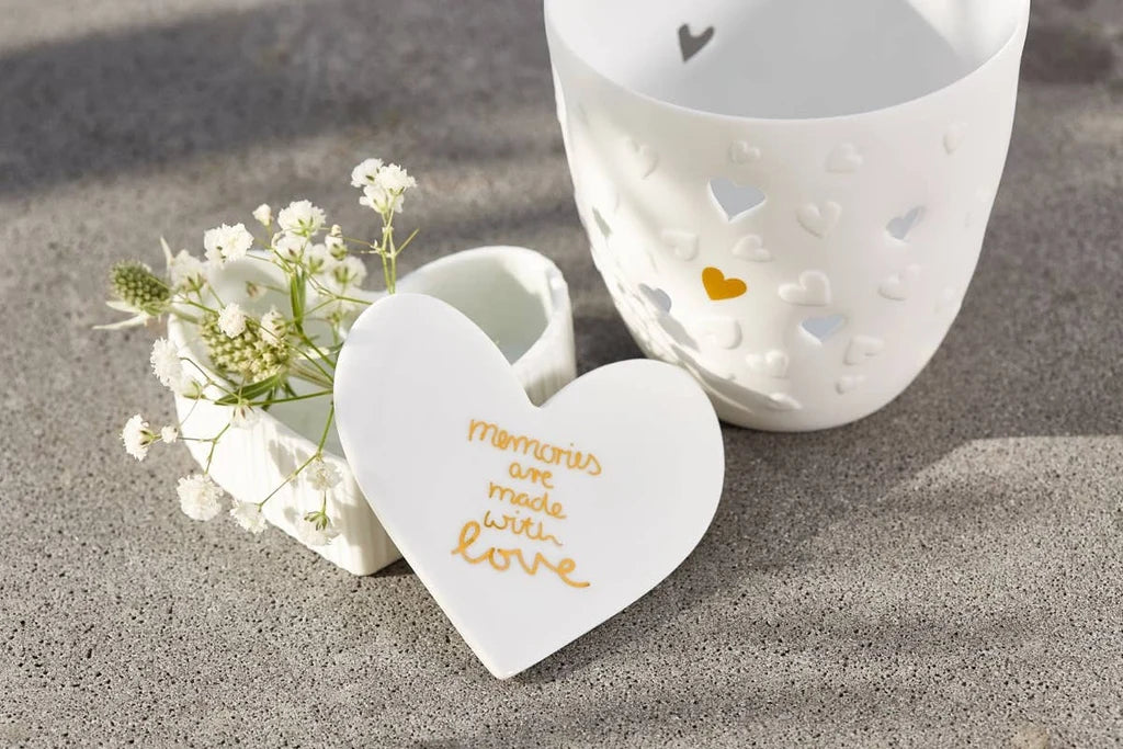 Poetry Tealight Holder With Gold Heart
